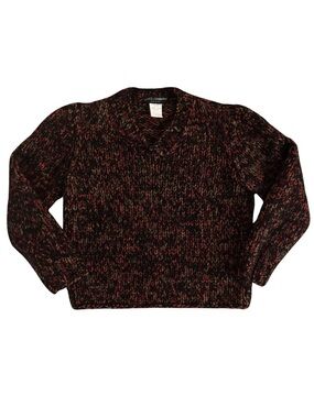 Dolce & Gabbana Marled Black and Red Knit Sweater
